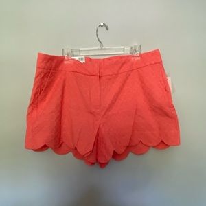 Pink scalloped chino shorts